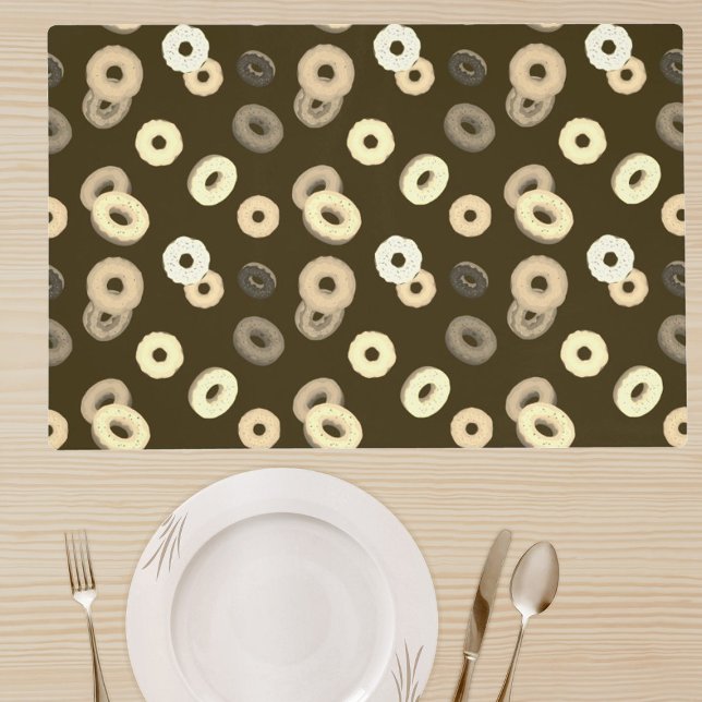 Cool fun colorful donuts pattern black placemat (Creator Uploaded)