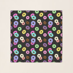 Cool fun colorful donuts pattern black scarf