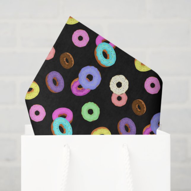 Cool fun colorful donuts pattern black tissue paper (Gift Bag)