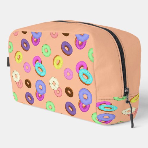 Cool fun colorful donuts pattern peach  dopp kit