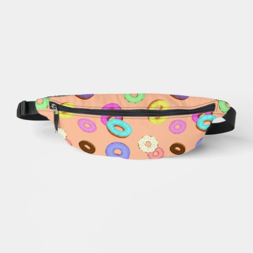 Cool fun colorful donuts pattern peach fanny pack