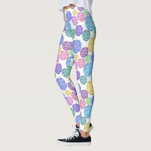 Cool Fun Colorful Pickleball Pattern Leggings