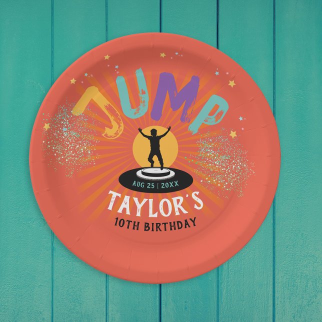 Cool Fun Colorful Trampoline Jump Bounce Adventure Paper Plates (Creator Uploaded)