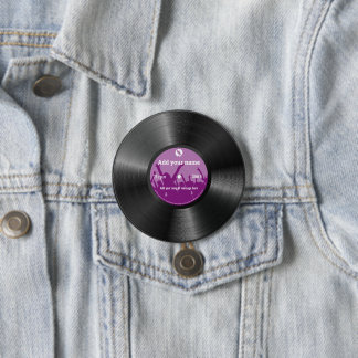 Cool fun custom text retro vintage vinyl record, button