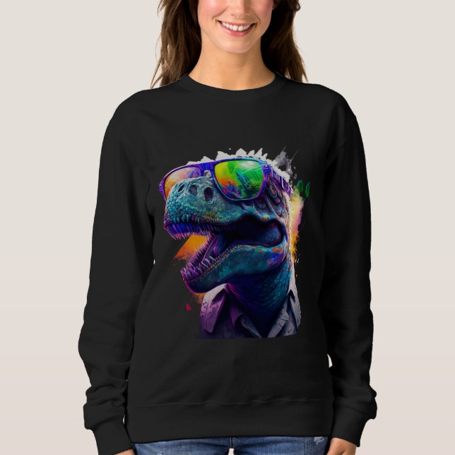 Cool fun dinosaur Rex with sunglasses Sweatshirt (Front)