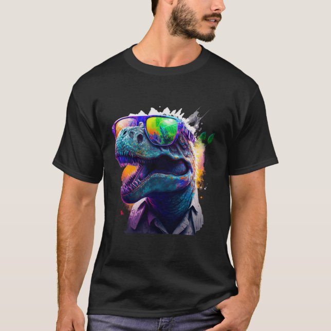 Cool fun dinosaur Rex with sunglasses T-Shirt (Front)
