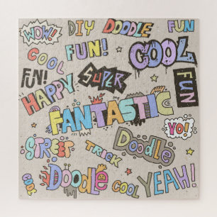 Cool Fun Doodle Lettering Vintage Jigsaw Puzzle