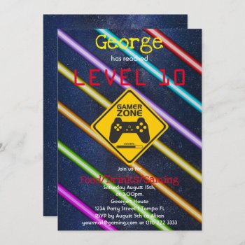 Cool  Fun Gaming Boy's Birthday Party Invitation by shm_graphics at Zazzle