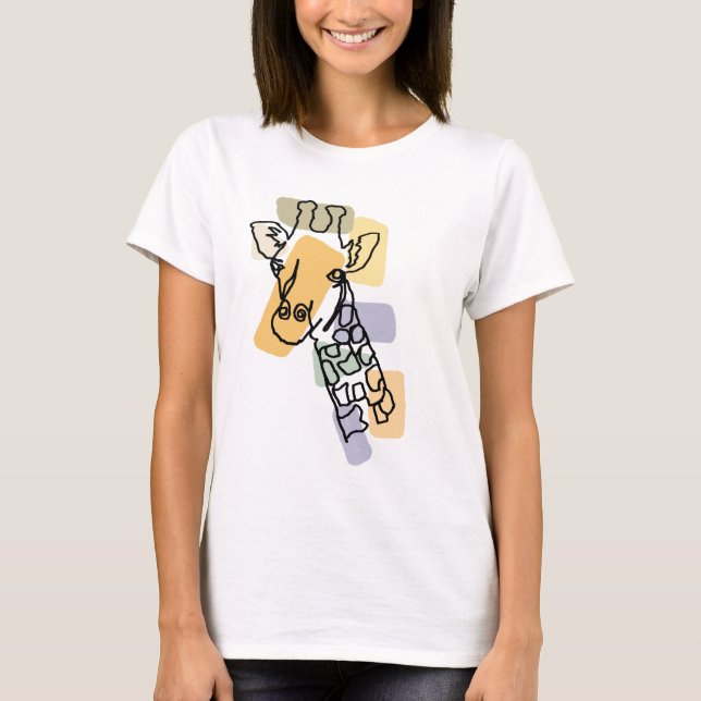 Cool Fun Giraffe Abstract Line Art T-Shirt (Front)