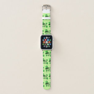Cool fun Green top hat Shamrocks St. Patricks Day Apple Watch Band