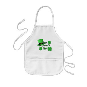 Cool fun Green top hat  Shamrocks St. Patricks Day Kids' Apron