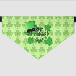 Cool fun Green top hat  Shamrocks St. Patricks Day Pet Bandana Collar