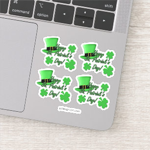 Cool fun Green top hat Shamrocks St. Patricks Day Sticker