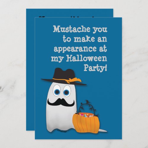 Cool fun Halloween mustache you Ghost Invitation