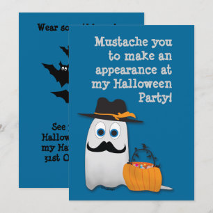 Cool fun Halloween mustache you Ghost Invitation