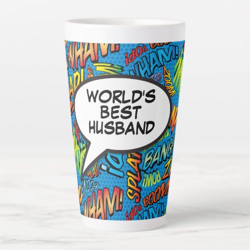 Cool Fun Husband Colorful Comic Typographic Latte Mug