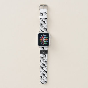 Cool fun I mustache you a question Black and White Apple Watch Band