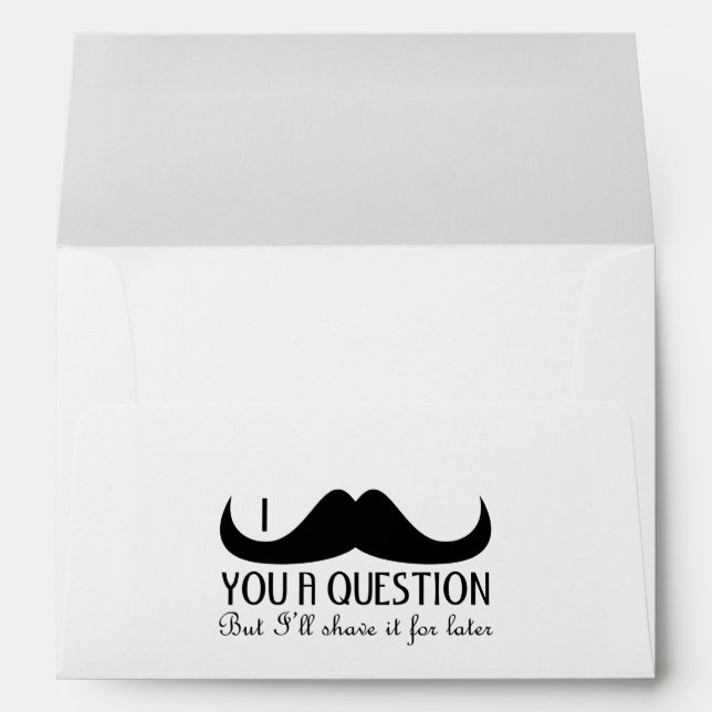 Cool fun I mustache you a question Black and White Envelope (Back (Bottom))