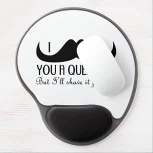 Cool fun I mustache you a question Black and White Gel Mouse Pad