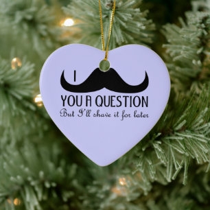 Cool fun I mustache you a question blue and pink Ceramic Ornament