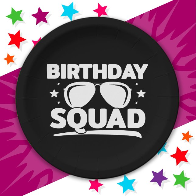 Cool Fun Matching Group Party Crew Birthday Squad Paper Plates (Creator Uploaded)