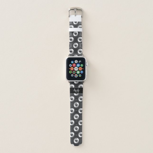 Cool fun Music Speaker design pattern Monogram Apple Watch Band (Front)