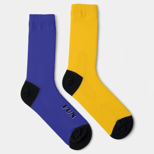 Cool Fun Orange Blue Solid Color Mismatched Socks