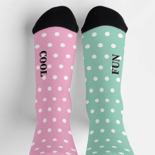 Cool Fun Pastel Pink Green White Polka Dots Socks