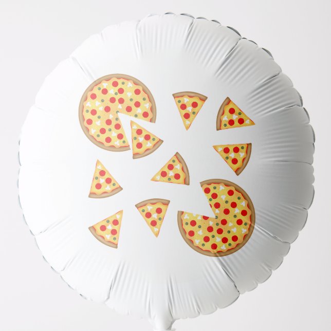 Cool fun pepperoni pizza and slices pattern balloon (Front)