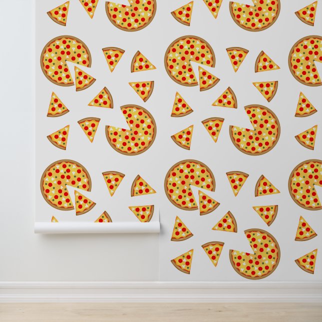 Cool fun pepperoni pizza and slices pattern wallpaper  (Application)