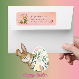 Cool Fun Pink Easter Bunny Return Address Label