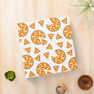 Cool fun pizza and slices pattern on white 3 ring binder