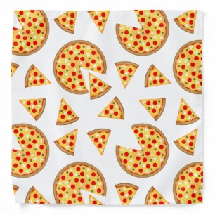 Cool fun pizza and slices pattern on white bandana