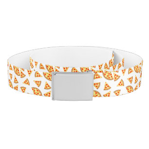 Cool fun pizza and slices pattern on white belt