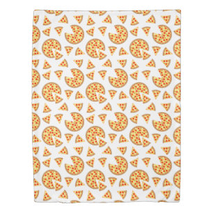 Cool fun pizza and slices pattern on white duvet cover