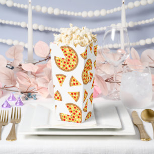 Cool fun pizza and slices pattern on white favor boxes