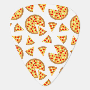 Cool fun pizza and slices pattern on white guitar pick
