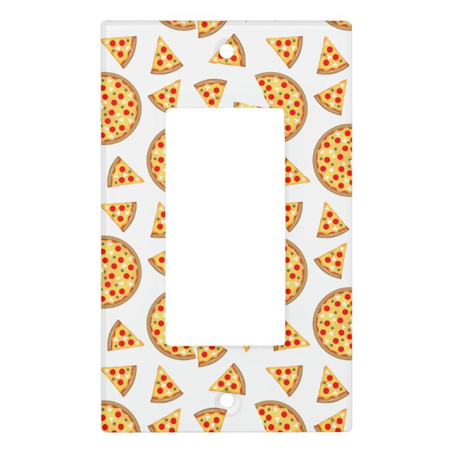 Cool fun pizza and slices pattern on white light switch cover (Front)