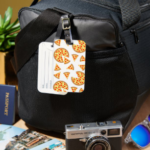 Cool fun pizza and slices pattern on white luggage tag