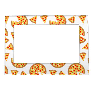 Cool fun pizza and slices pattern on white magnetic frame