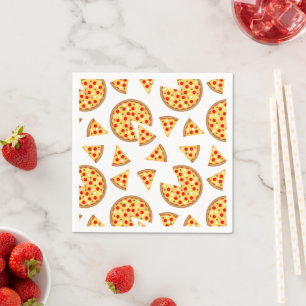 Cool fun pizza and slices pattern on white Paper Napkins