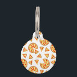 Cool fun pizza and slices pattern on white pet ID tag<br><div class="desc">Cool and fun pizza slices pattern on white for birthday pizza party. Juicy vector made pizza with crunchy crust, cheese, salami, champignon mushrooms, olives and a sprinkle of oregano.</div>