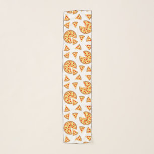 Cool fun pizza and slices pattern on white scarf
