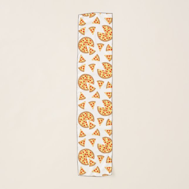 Cool fun pizza and slices pattern on white scarf (Front)