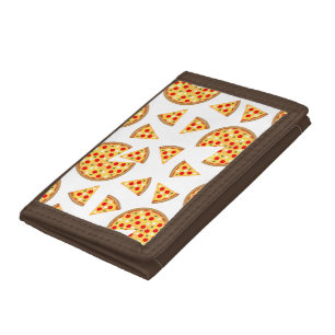 Cool fun pizza and slices pattern on white tri-fold wallet