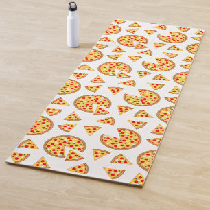 Cool fun pizza and slices pattern on white yoga mat