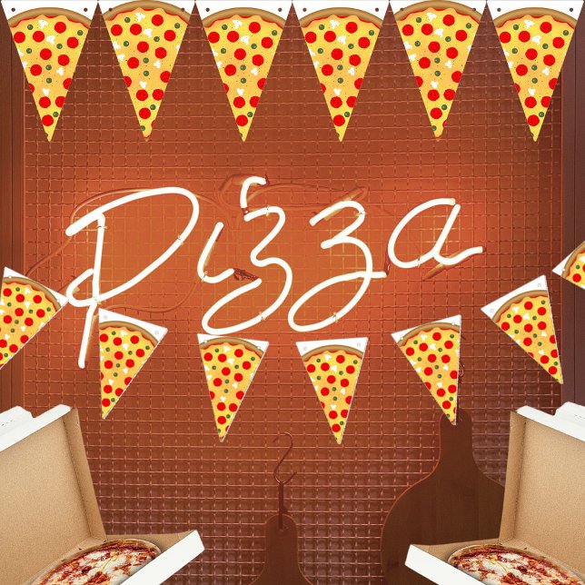 Cool fun pizza party kids birthday bunting flags (Creator Uploaded)