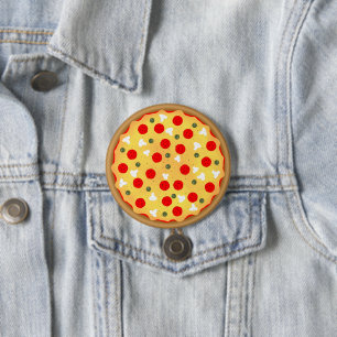 Cool fun pizza party kids birthday button