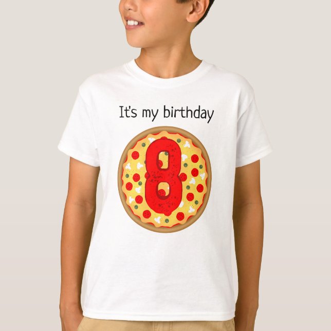 Cool fun pizza party kids birthday Custom age T-Shirt (Front)
