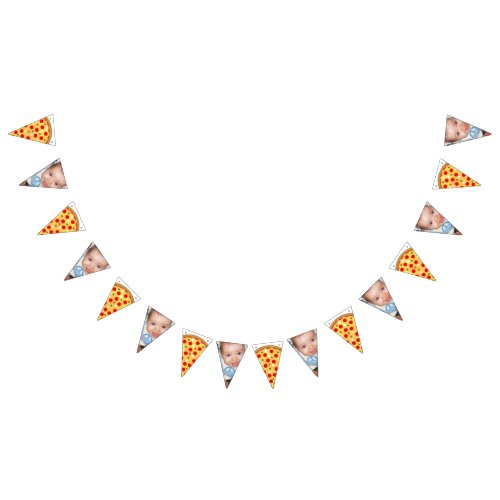Cool fun pizza party kids birthday custom photo  bunting flags